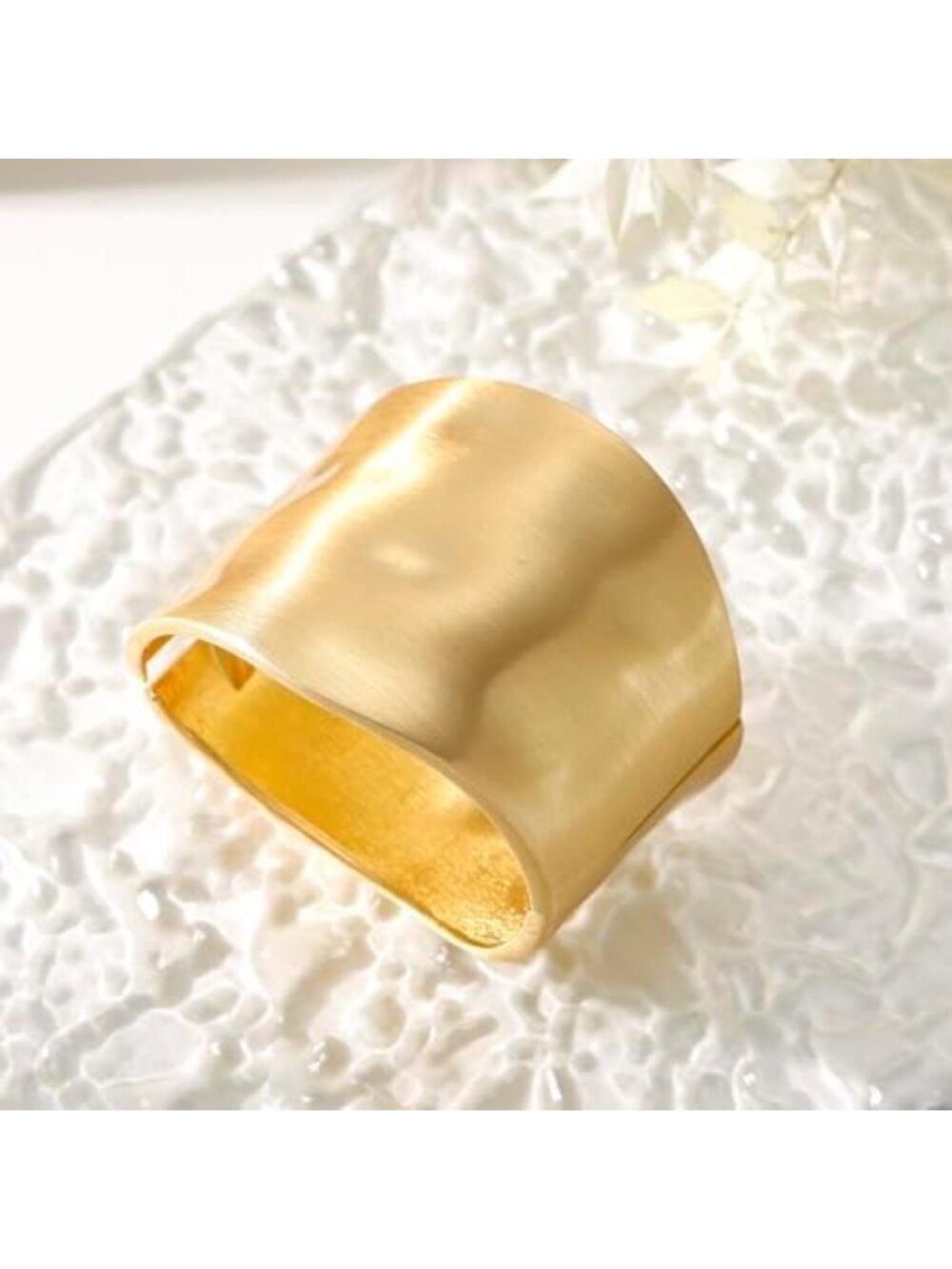 Trendy 14K Gold Plated Wide Bangle Bracelets for Women - Stylish Jewelry - Picture 6 of 6